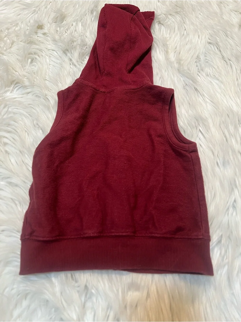 Carter's Baby Boys Sz 12 Months Hooded Vest Sleeveless Burgundy Full Zip Cotton